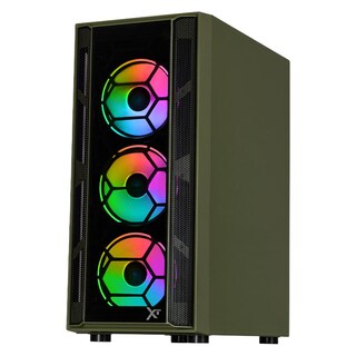 Foto 2 | Gabinete Gamer Xtreme Pc Gaming Kronos Media Torre Atx 4 Fan Argb Cristal Templado Verde Militar