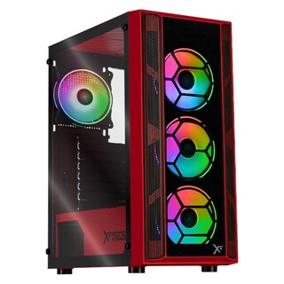 Foto 1 | Gabinete Gamer Xtreme Pc Gaming Kronos Media Torre Atx 4 Fan Argb Cristal Templado Rojo