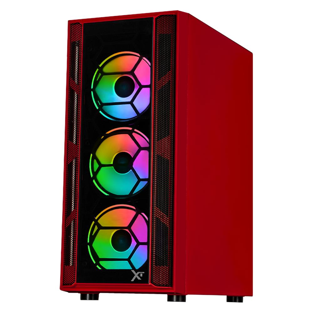 Foto 3 pulgar | Gabinete Gamer Xtreme Pc Gaming Kronos Media Torre Atx 4 Fan Argb Cristal Templado Rojo