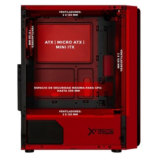 Foto 3 | Gabinete Gamer Xtreme Pc Gaming Kronos Media Torre Atx 4 Fan Argb Cristal Templado Rojo