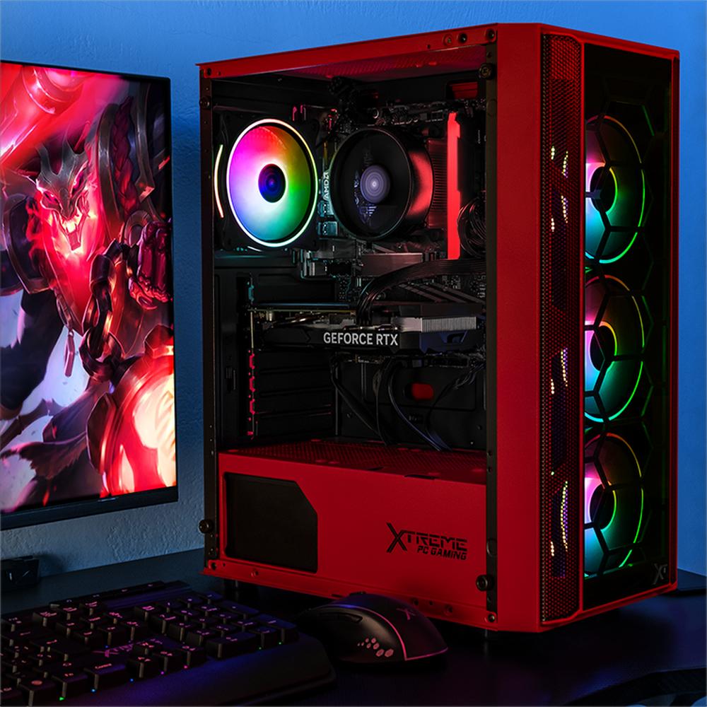 Foto 7 pulgar | Gabinete Gamer Xtreme Pc Gaming Kronos Media Torre Atx 4 Fan Argb Cristal Templado Rojo