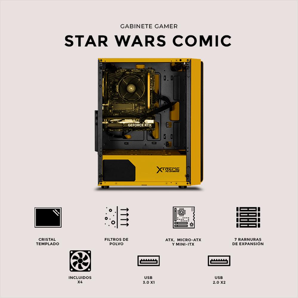 Foto 6 pulgar | Gabinete Gamer Xtreme Pc Gaming Starwars Comic Edition Media Torre Atx 4 Fan Argb Cristal Templado