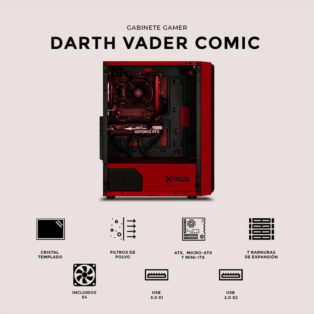 Foto 6 pulgar | Gabinete Gamer Xtreme Pc Gaming Darth Vader Comic Edition Media Torre Atx 4 Fan Argb Cristal Templado