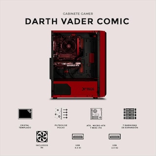 Foto 5 | Gabinete Gamer Xtreme Pc Gaming Darth Vader Comic Edition Media Torre Atx 4 Fan Argb Cristal Templado