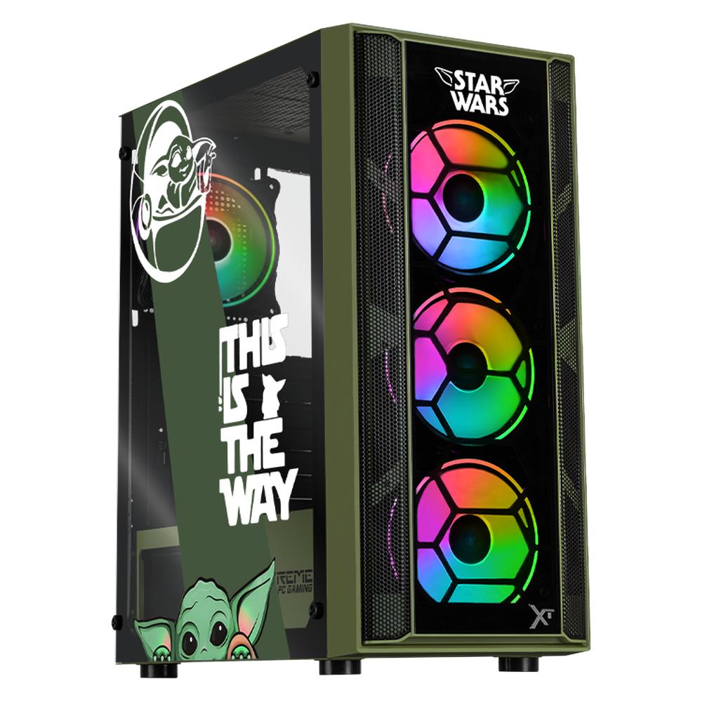 Foto 2 pulgar | Gabinete Gamer Xtreme Pc Gaming Grogu Comic Edition Media Torre Atx 4 Fan Argb Cristal Templado