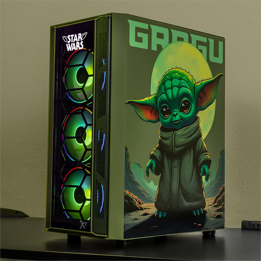 Foto 7 pulgar | Gabinete Gamer Xtreme Pc Gaming Grogu Comic Edition Media Torre Atx 4 Fan Argb Cristal Templado