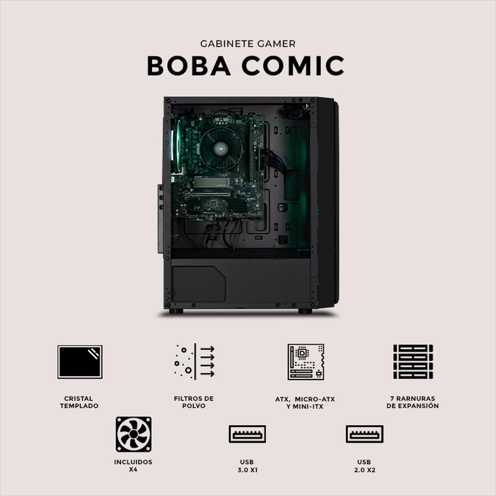 Foto 6 pulgar | Gabinete Gamer Xtreme Pc Gaming Boba Comic Edition Media Torre Atx 600w 4 Fan Argb Cristal Templado