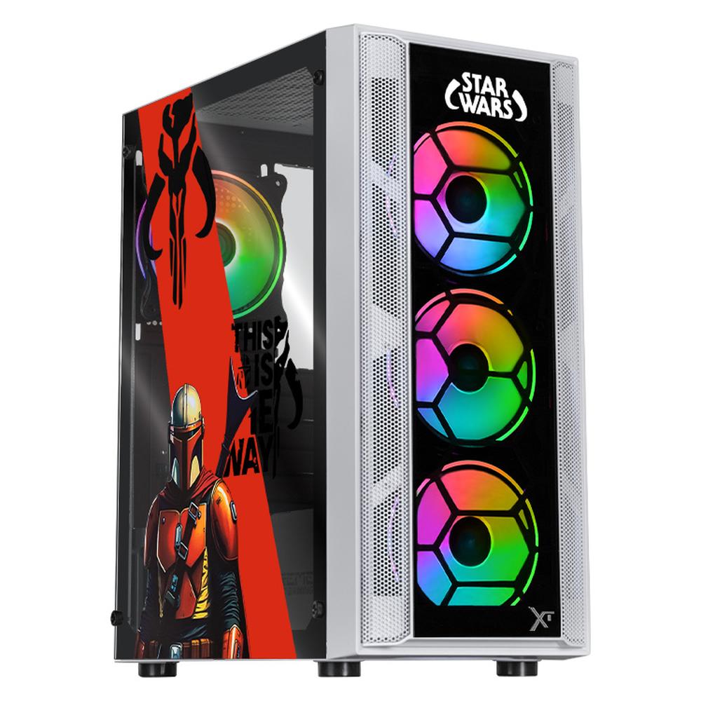 Foto 2 pulgar | Gabinete Gamer Xtreme Pc Gaming Mandalorian Comic Edition Media Torre Atx 600w 4 Fan Argb Cristal Templado
