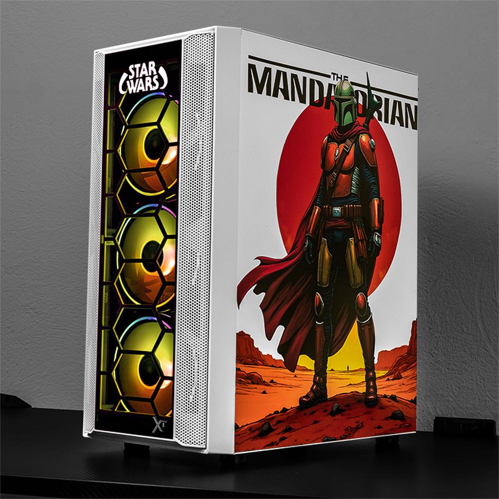 Foto 7 pulgar | Gabinete Gamer Xtreme Pc Gaming Mandalorian Comic Edition Media Torre Atx 600w 4 Fan Argb Cristal Templado