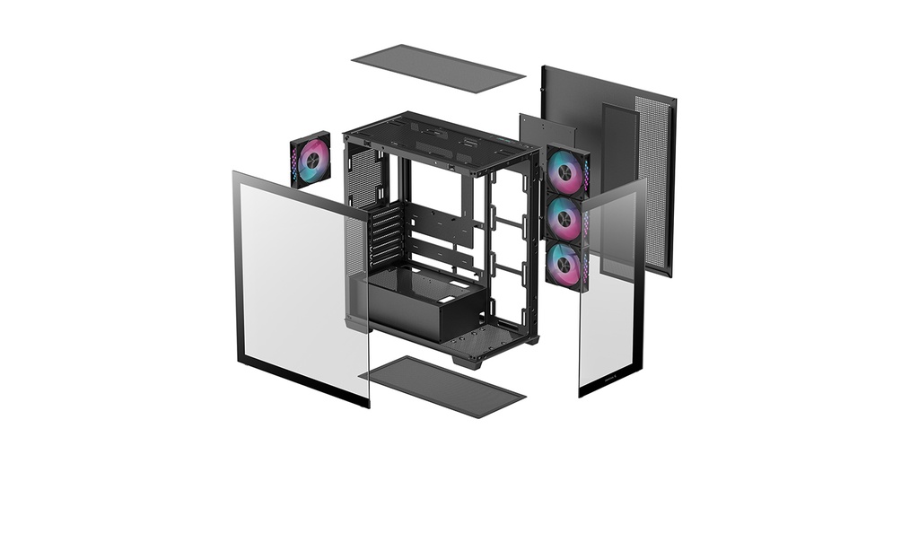 Foto 7 pulgar | Gabinete Deepcool Cg580 4f Negro Atx S/fuente Cristal R-cg580-bkada4-g-1