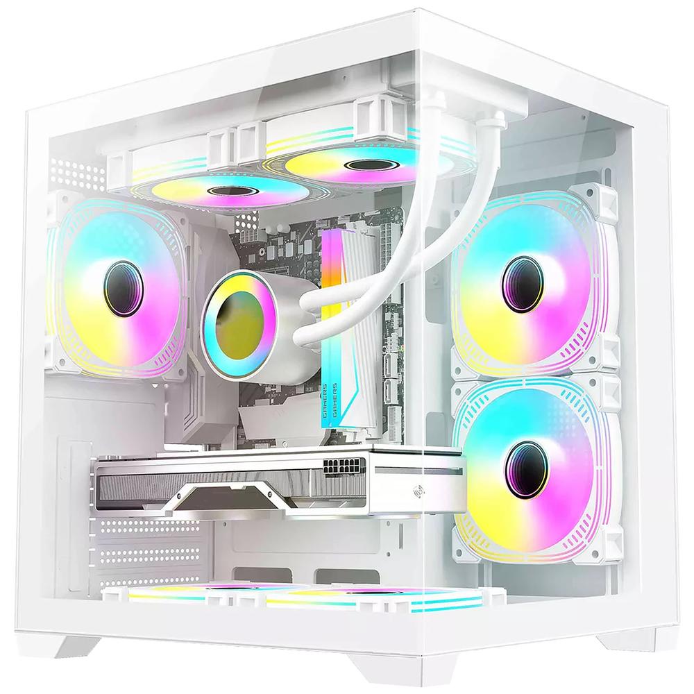 Foto 1 | Gabinete Gamer Xzeal Panzer Ii Cubo Micro Atx Mini Torre 3 Fan Cristal Templado Rgb Blanco