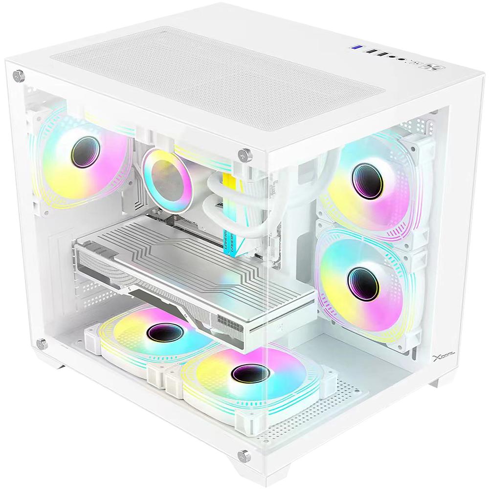 Foto 5 | Gabinete Gamer Xzeal Panzer Ii Cubo Micro Atx Mini Torre 3 Fan Cristal Templado Rgb Blanco
