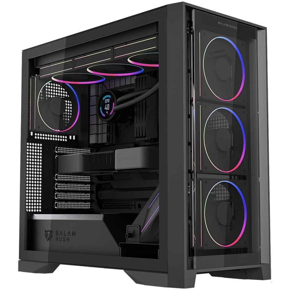 Foto 2 pulgar | Gabinete Gamer Balam Rush Carbono Polar Twin Mate 9900 Atx Media Torre 5 Fan Argb Frente Intercambiable Usb-c Negro