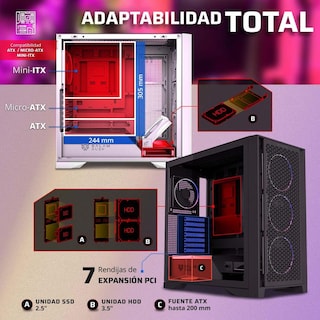 Foto 3 | Gabinete Gamer Balam Rush Carbono Polar Twin Mate 9900 Atx Media Torre 5 Fan Argb Frente Intercambiable Usb-c Negro