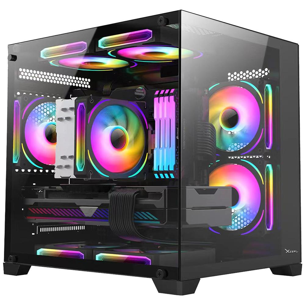 Foto 2 pulgar | Gabinete Gamer Xzeal Panzer Ii Cubo Micro Atx Mini Torre 3 Fan Cristal Templado Rgb Negro