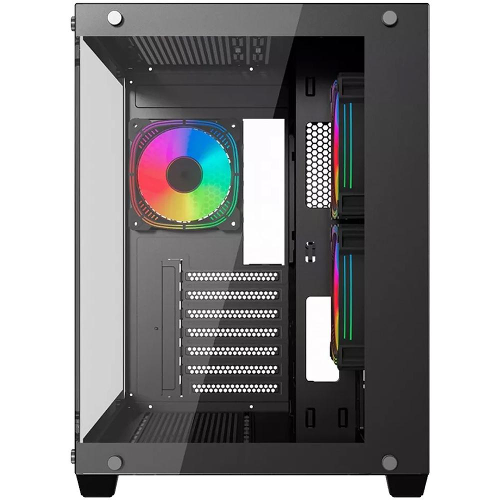Foto 4 pulgar | Gabinete Gamer Xzeal Panzer Ii Cubo Micro Atx Mini Torre 3 Fan Cristal Templado Rgb Negro