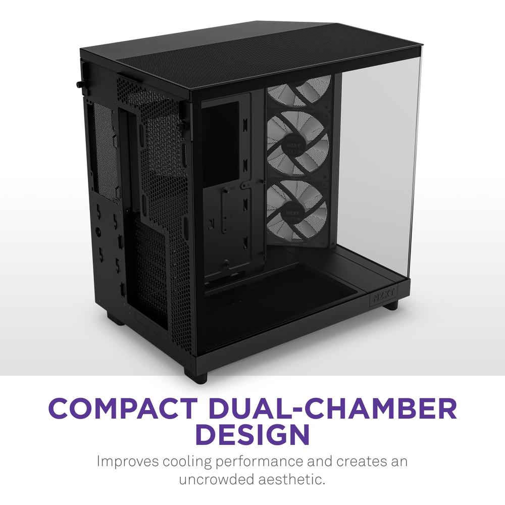 Foto 4 pulgar | Gabinete Nzxt H6 Flow Rgb Con Ventana Midi-tower Negro