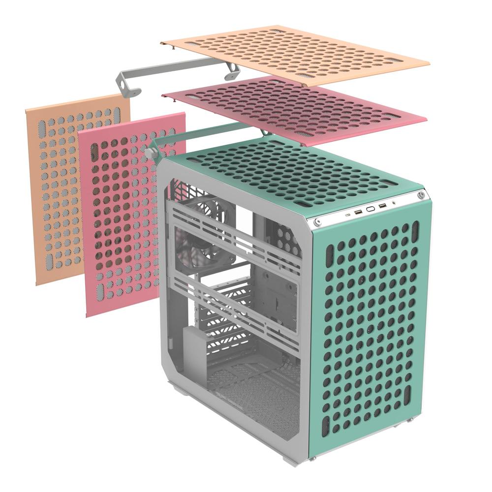 Foto 3 pulgar | Gabinete Cooler Master Qube 500 Flatpack Ventana Menta
