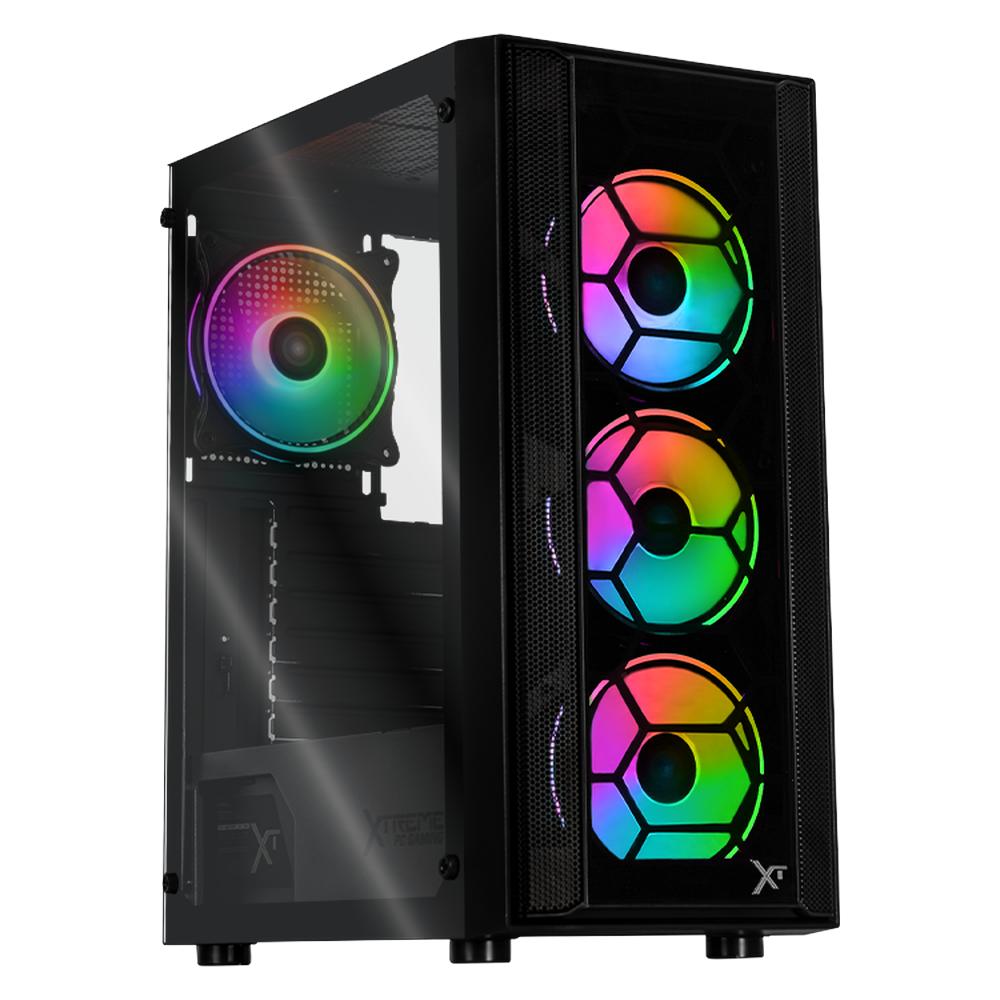 Foto 2 pulgar | Gabinete Gamer Xtreme Pc Gaming Kronos Media Torre Atx 600w 4 Fan Argb Cristal Templado Negro