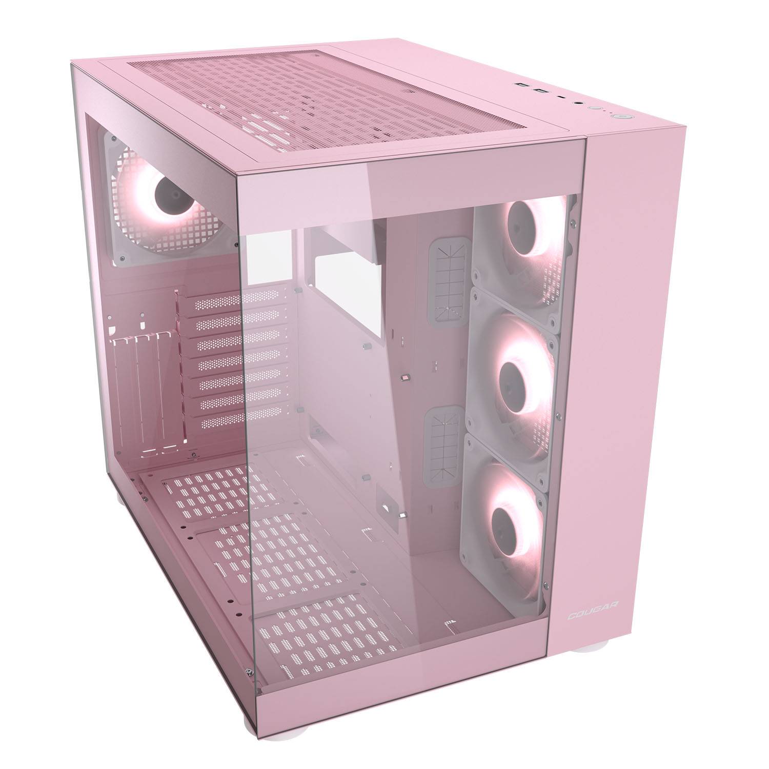 Foto 3 pulgar | Gabinete Gamer Cougar Fv150 Rgb Rosa, Estilo Y Rendimiento Con 4 Ventiladores Argb Y Panel De Cristal Templado