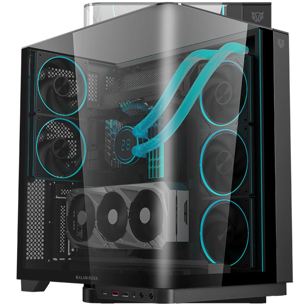Foto 2 pulgar | Gabinete Gamer Balam Rush Tank Expert Curve 7800 Atx Media Torre 5 Fan Panel Curvo Cristal Templado Usb-c Argb Neg