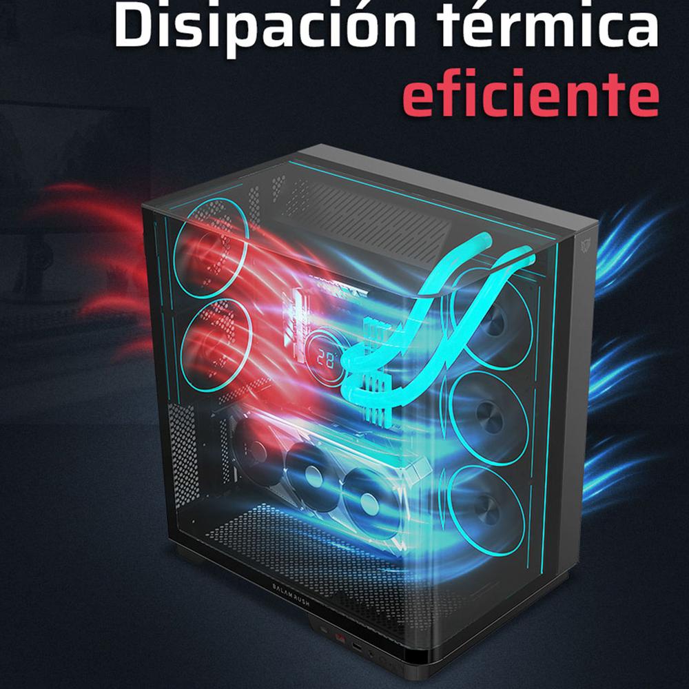 Foto 5 pulgar | Gabinete Gamer Balam Rush Tank Expert Curve 7800 Atx Media Torre 5 Fan Panel Curvo Cristal Templado Usb-c Argb Neg