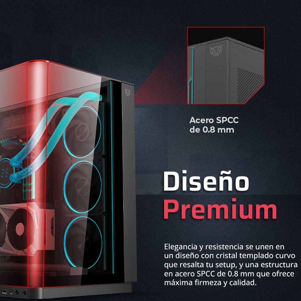 Foto 6 pulgar | Gabinete Gamer Balam Rush Tank Expert Curve 7800 Atx Media Torre 5 Fan Panel Curvo Cristal Templado Usb-c Argb Neg