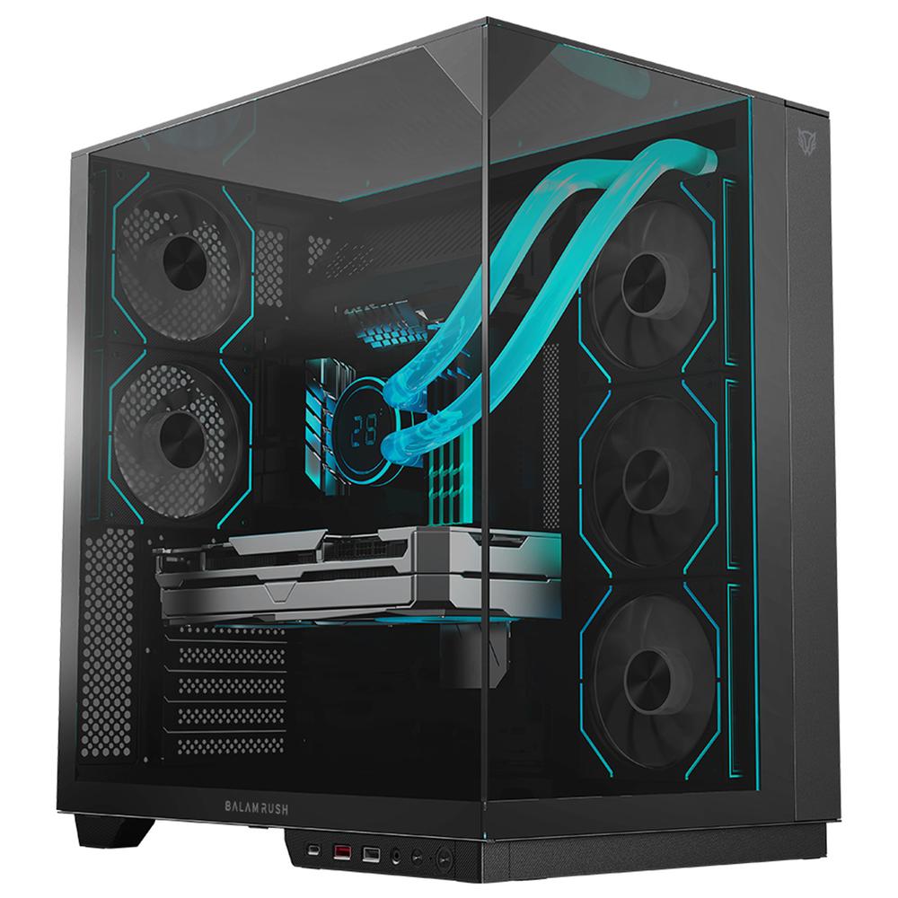 Foto 2 pulgar | Gabinete Gamer Balam Rush Tank Majestic 7600 Atx Media Torre 5 Fan Panel Cristal Templado Usb-c Argb Negro Br-941495