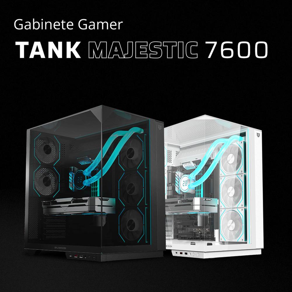Foto 6 pulgar | Gabinete Gamer Balam Rush Tank Majestic 7600 Atx Media Torre 5 Fan Panel Cristal Templado Usb-c Argb Negro Br-941495