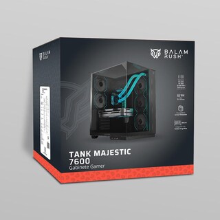 Foto 6 | Gabinete Gamer Balam Rush Tank Majestic 7600 Atx Media Torre 5 Fan Panel Cristal Templado Usb-c Argb Negro Br-941495