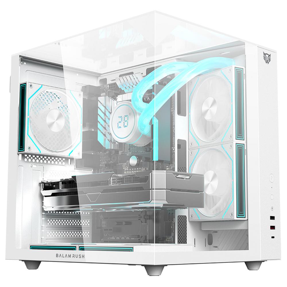 Foto 2 pulgar | Gabinete Gamer Balam Rush Tank Majestic 6600 Atx Media Torre 5 Fan Panel Cristal Templado Usb-c Argb Blanco Br-941532