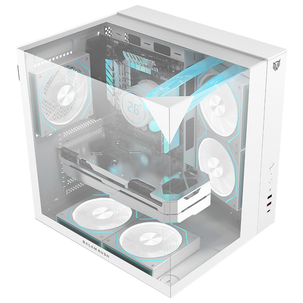 Foto 2 | Gabinete Gamer Balam Rush Tank Majestic 6600 Atx Media Torre 5 Fan Panel Cristal Templado Usb-c Argb Blanco Br-941532