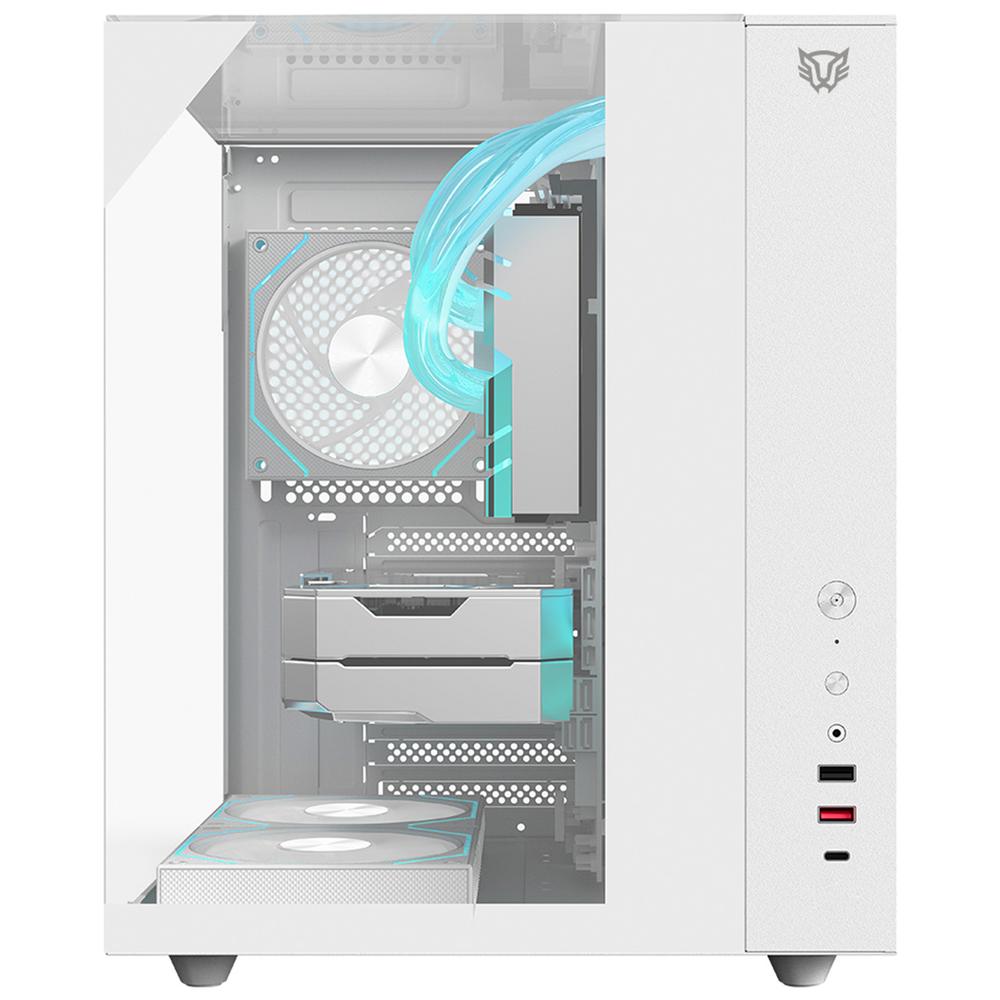Foto 6 pulgar | Gabinete Gamer Balam Rush Tank Majestic 6600 Atx Media Torre 5 Fan Panel Cristal Templado Usb-c Argb Blanco Br-941532