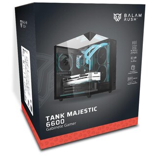 Foto 6 | Gabinete Gamer Balam Rush Tank Majestic 6600 Atx Media Torre 5 Fan Panel Cristal Templado Usb-c Argb Negro Br-941525