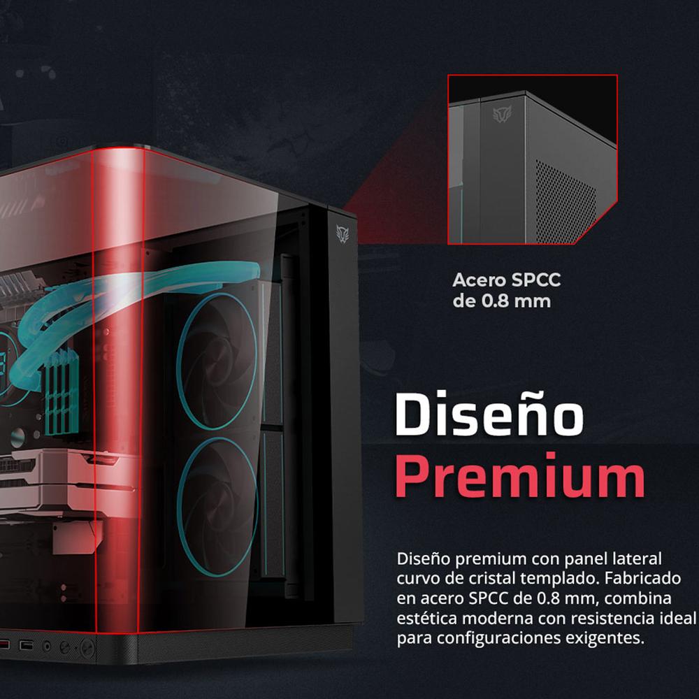 Foto 3 | Gabinete Gamer Balam Rush Tank Expert Curve 6800 Atx Media Torre 3 Fan Panel Curvo Cristal Templado Usb-c Argb Neg