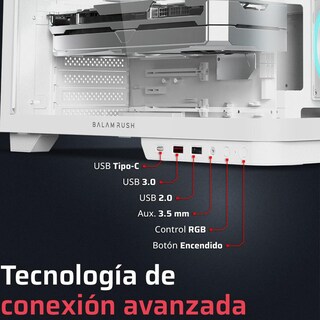 Foto 5 | Gabinete Gamer Balam Rush Tank Expert Curve 6800 Atx Media Torre 3 Fan Panel Curvo Cristal Templado Usb-c Argb Bl