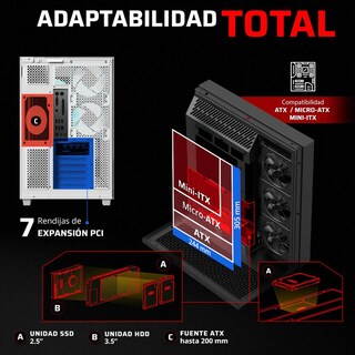 Foto 2 | Gabinete Gamer Balam Rush Tank Majestic 7600 Atx Media Torre 5 Fan Panel Cristal Templado Usb-c Argb Blanco Br-941501