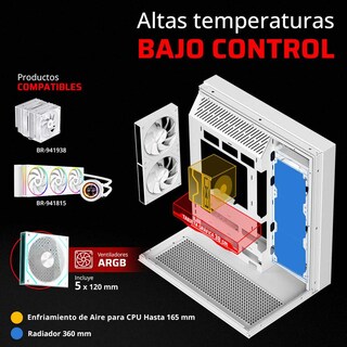 Foto 3 | Gabinete Gamer Balam Rush Tank Majestic 7600 Atx Media Torre 5 Fan Panel Cristal Templado Usb-c Argb Blanco Br-941501