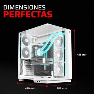 Foto 5 | Gabinete Gamer Balam Rush Tank Majestic 7600 Atx Media Torre 5 Fan Panel Cristal Templado Usb-c Argb Blanco Br-941501