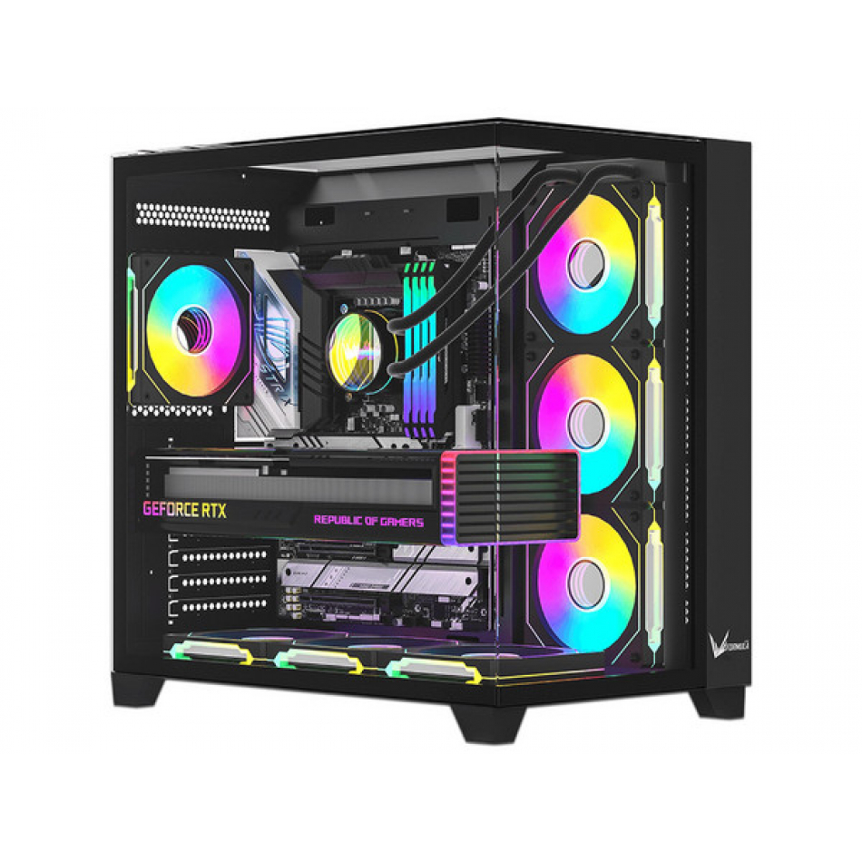 Foto 2 pulgar | Gabinete Formula V Line Crystal Z9 Floe Negro S/fuente Cristal M-atx Usb-c