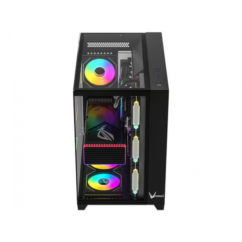 Foto 4 pulgar | Gabinete Formula V Line Crystal Z9 Floe Negro S/fuente Cristal M-atx Usb-c