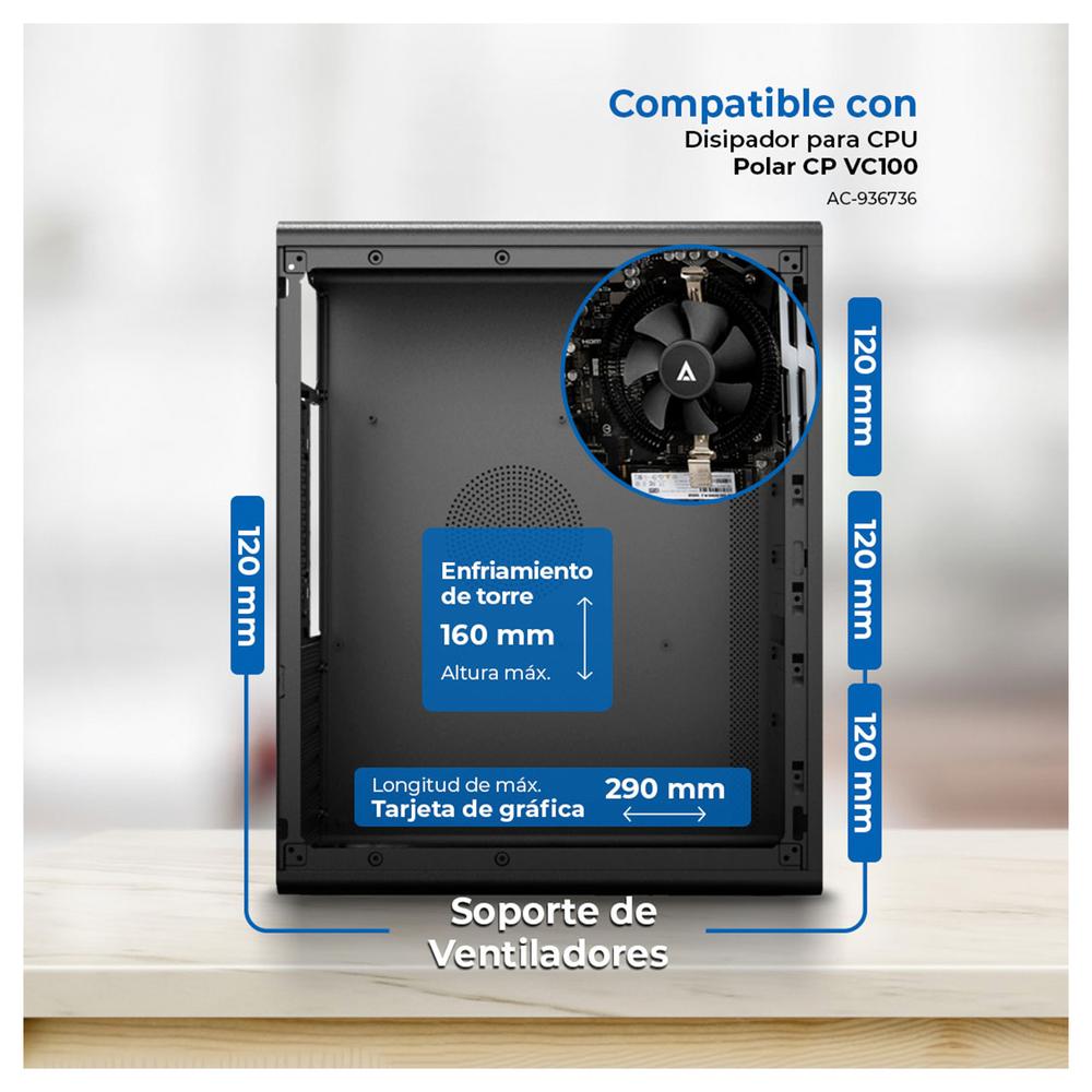 Foto 5 pulgar | Gabinete Acteck Essen Pro X Gm767 Atx Media Torre 3 Fan Rgb Cristal Templado Usb-c Mesh Negro Ac-941709