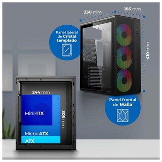 Foto 5 | Gabinete Acteck Essen Pro X Gm767 Atx Media Torre 3 Fan Rgb Cristal Templado Usb-c Mesh Negro Ac-941709