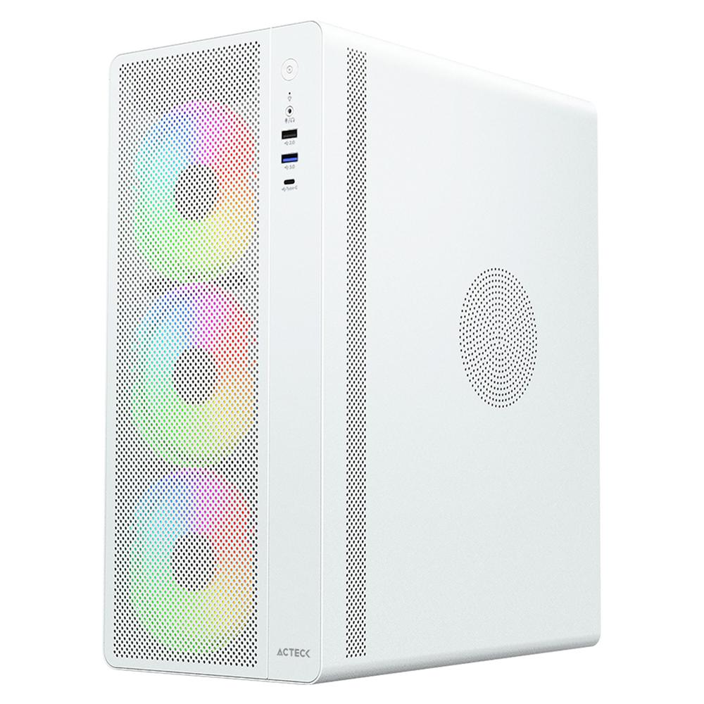 Foto 3 pulgar | Gabinete Acteck Essen Pro X Gm767 Atx Media Torre 3 Fan Rgb Cristal Templado Usb-c Mesh Blanco Ac-941716