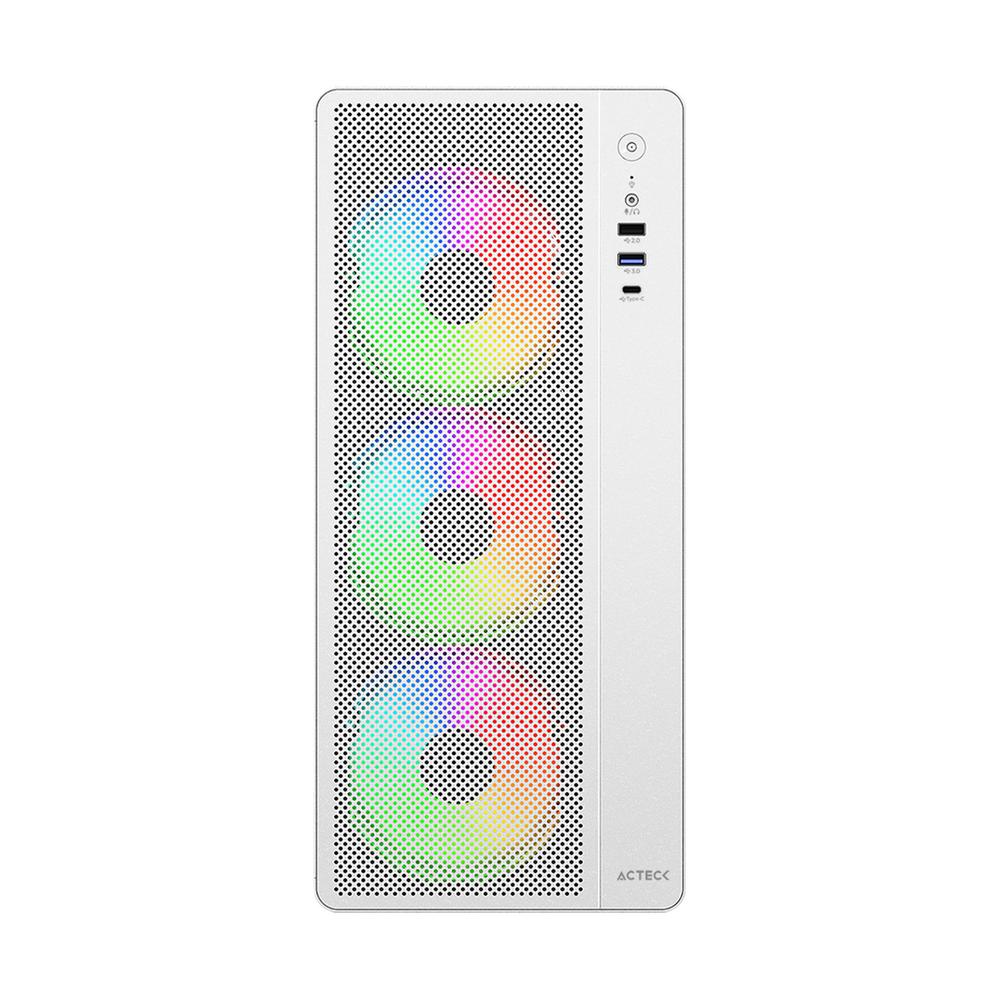 Foto 3 | Gabinete Acteck Essen Pro X Gm767 Atx Media Torre 3 Fan Rgb Cristal Templado Usb-c Mesh Blanco Ac-941716