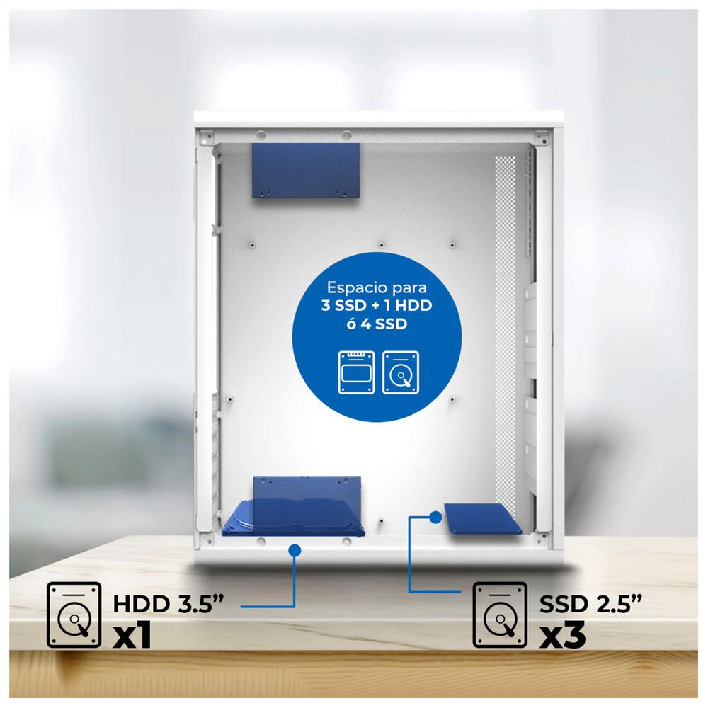 Foto 6 pulgar | Gabinete Acteck Essen Pro X Gm767 Atx Media Torre 3 Fan Rgb Cristal Templado Usb-c Mesh Blanco Ac-941716