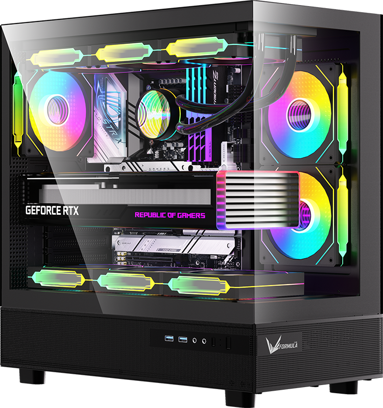 Foto 2 pulgar | Gabinete Formula V Line Crystal Z8 Cosmic Negro S/fuente Cristal M-atx Usb-c