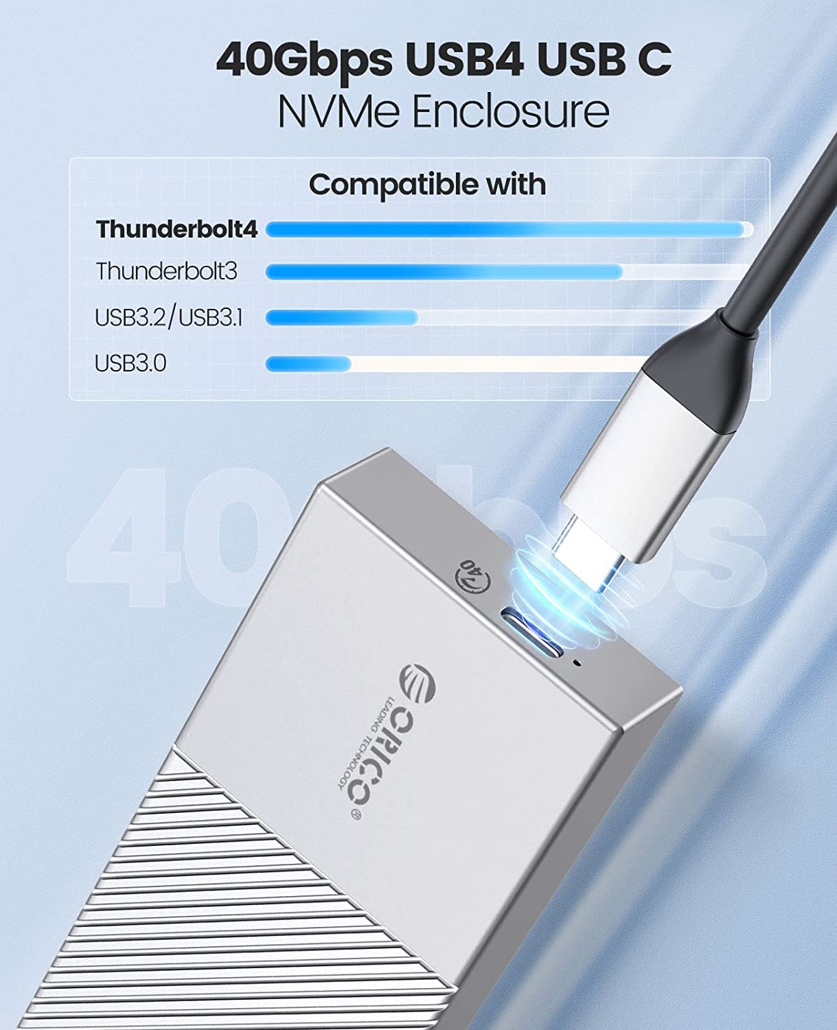Foto 3 pulgar | Carcasa Ssd Nvme, Adaptador Orico M.2 A Usb-c De 40 Gbps Y 4 Tb - Venta Internacional.