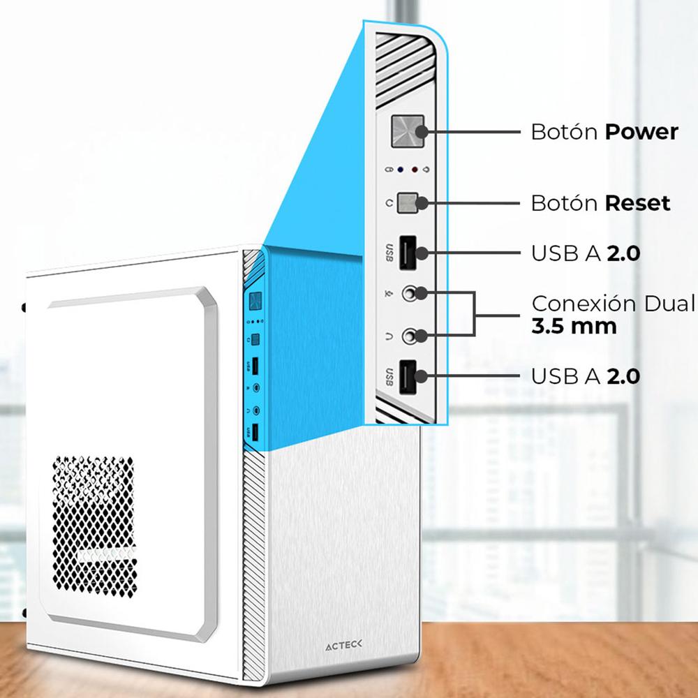 Foto 3 | Gabinete Acteck Performance Ii Mircro Atx Mini Torre Fuente 500w Panel Metalico Usb Blanco Ac-940047