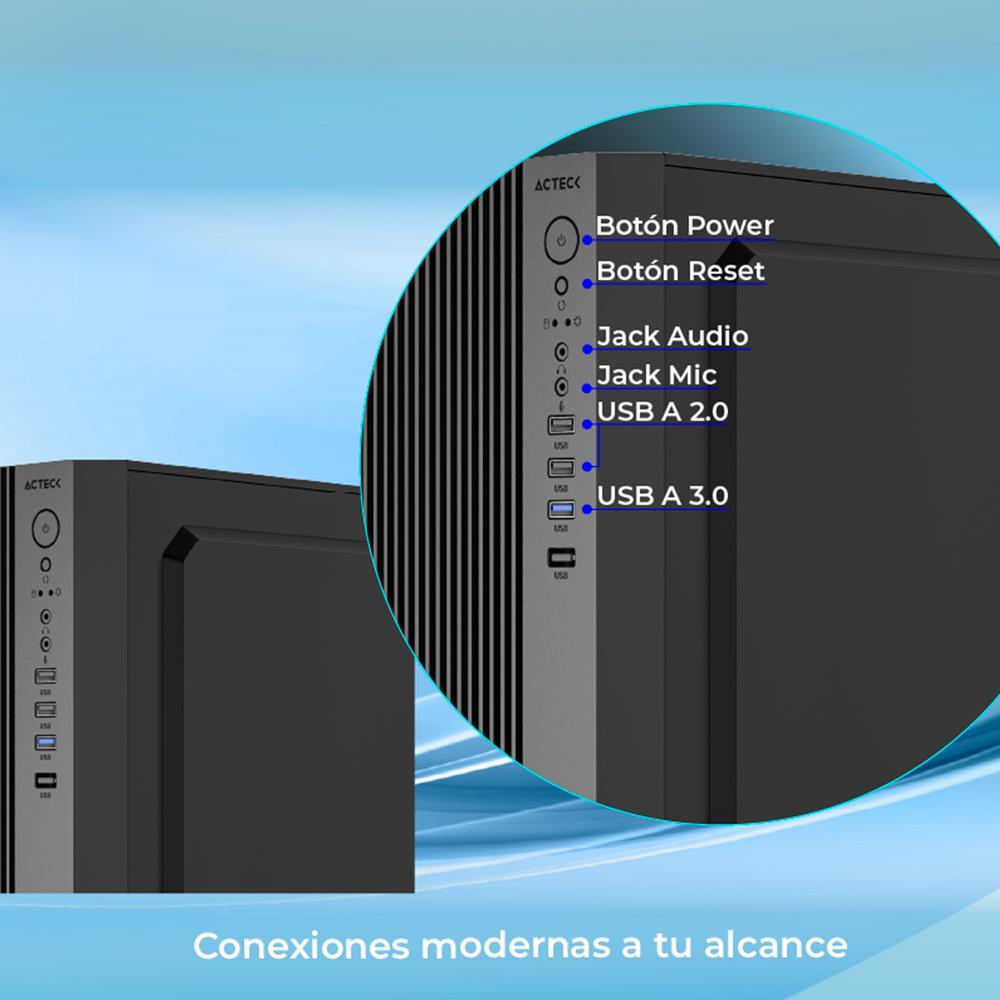 Foto 4 | Gabinete Acteck Zenith Gi656 Micro Atx Mini Torre Fuente 500w Panel Metalico Usb 3.0 Negro Ac-939263